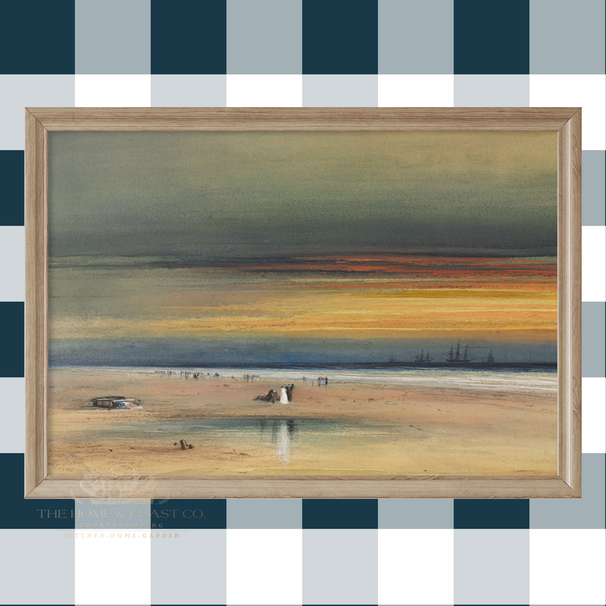 Beach Scene at Sunset / Circa 1865-1870 Fine Art Reproduction Print