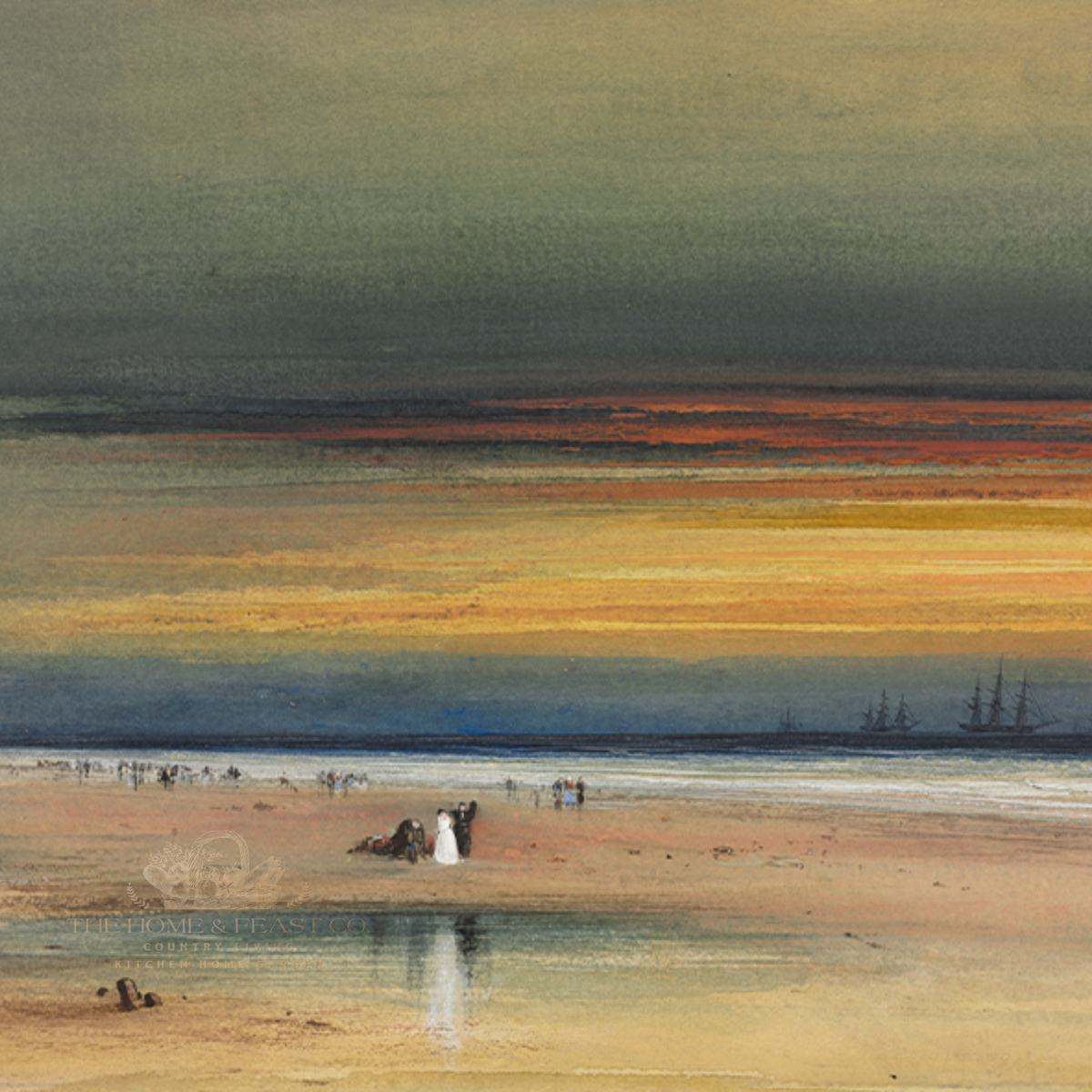 Beach Scene at Sunset / Circa 1865-1870 Fine Art Reproduction Print