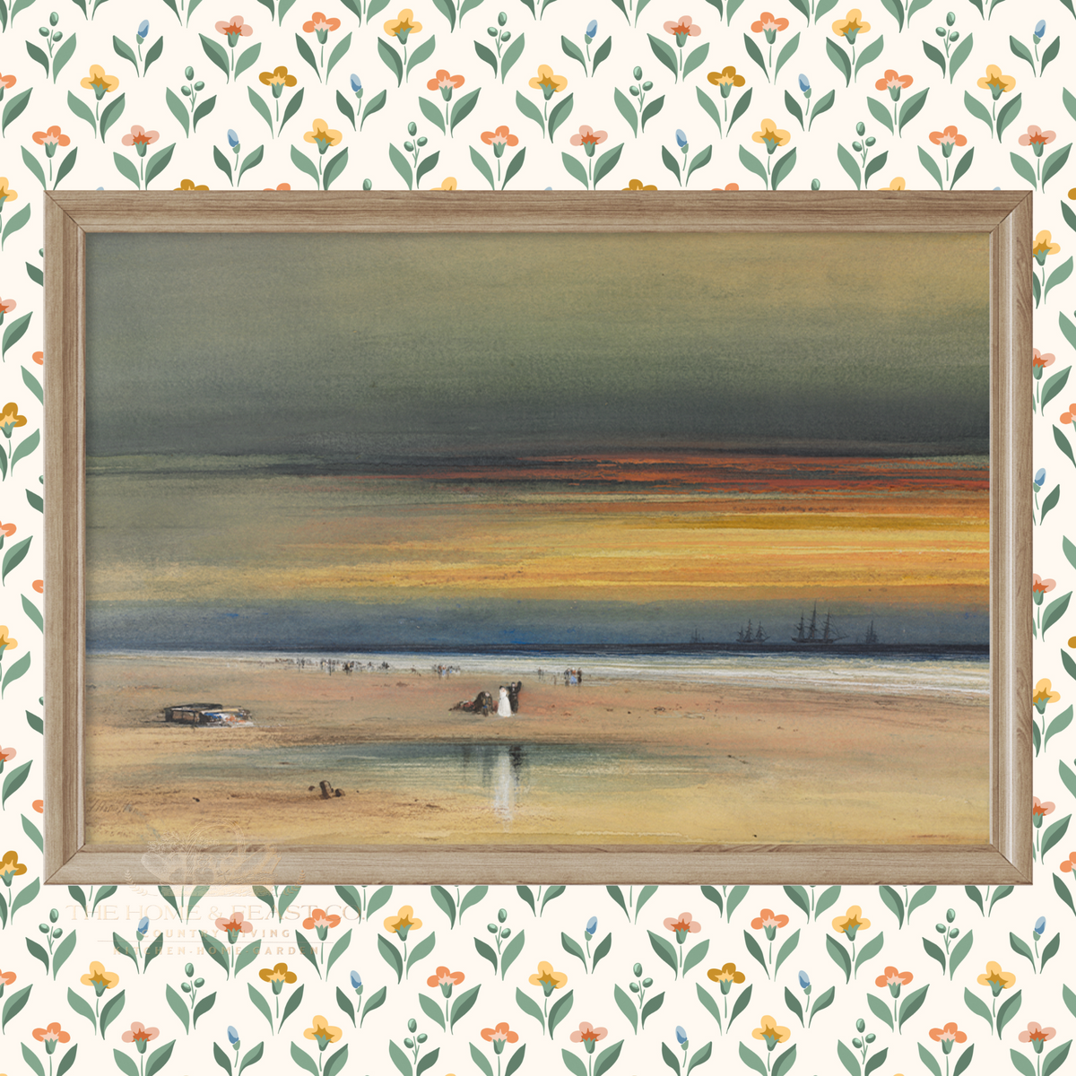 Beach Scene at Sunset / Circa 1865-1870 Fine Art Reproduction Print